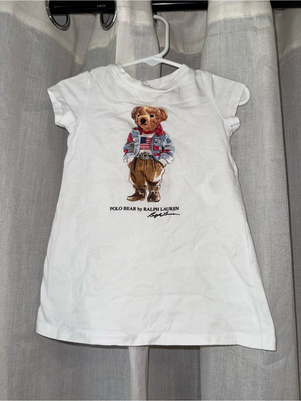 Ralph Lauren White Polo Bear Graphic Dress with Red & Blue Accents T shirt baby
